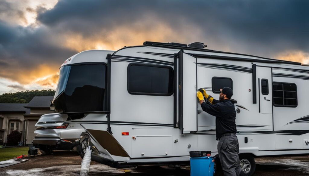 repairing RV roof leaks with Flex Seal